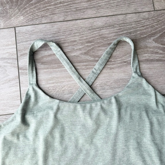 GapFit Brushed Tech Jersey Dress with Built in Shorts in Sage - Picture 4 of 15